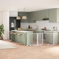 VidaXL Hondenhek inklapbaar met deur 6 panelen 480 cm populierhout wit