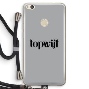 Topwijf Grijs Zwart: Huawei Ascend P8 Lite (2017) Transparant Hoesje met koord