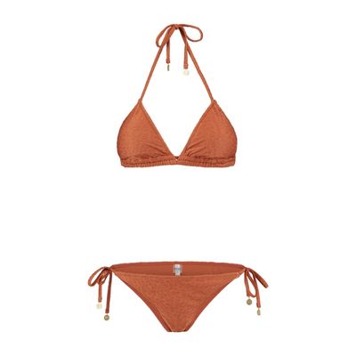 SHIWI Textured Leopard Triangle Bikini Dames Bruin SHIWI Textured Leopard Triangle Bikini Dames Bruin