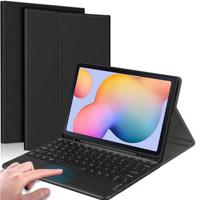 Voor Samsung Galaxy Tab S6 Lite 2020/2022/2024 Bluetooth-toetsenbord met touchpad, PU lederen hoes met pennenhouder - zwart - thumbnail