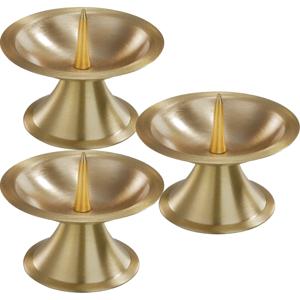 Luxe kaarsenhouder voor stompkaarsen - 3x - goud - metaal - voor kaarsen van 5-6 cm