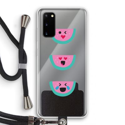 Smiley watermeloen: Samsung Galaxy S20 Transparant Hoesje met koord