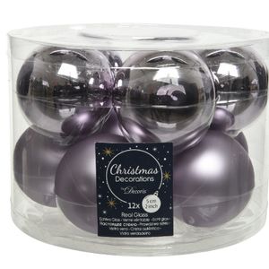 Kerstboomversiering lila paarse kerstballen van glas 6 cm 10 stuks   -