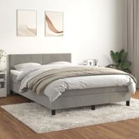 Boxspring met matras fluweel lichtgrijs 140x200 cm