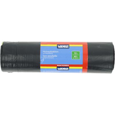 Vero Afvalzakken/vuilniszakken met trekband - 12x stuks - 60 liter - Extra sterk