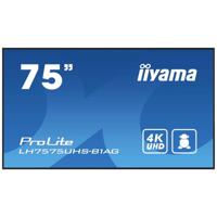Iiyama ProLite LH7575UHS-B1AG Digital Signage display Energielabel: G (A - G) 190.5 cm (75 inch) 3840 x 2160 Pixel 24/7 Anti-burn-in-functie, Media