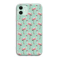 Flamingoprint groen: iPhone 11 Transparant Hoesje