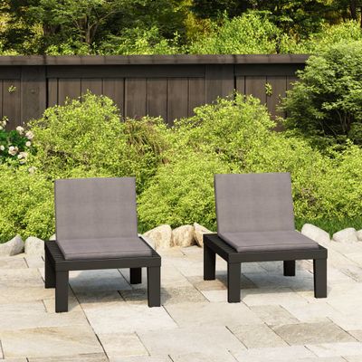 VidaXL Loungestoelen 2 st met kussens kunststof grijs