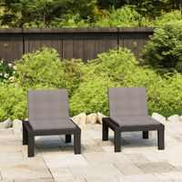 VidaXL Loungestoelen 2 st met kussens kunststof grijs - thumbnail