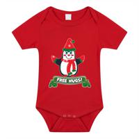 Kerst baby rompertje - rood - pinguin - free hugs - Kerst cadeau