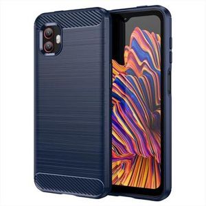 Samsung Galaxy Xcover6 Pro Geborsteld TPU Cover - Koolstofvezel - Blauw