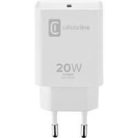 Cellularline neu USB-oplader 20 W 1x USB-C Wit Snellader