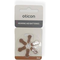 Oticon hoortoestel batterij type P312 Bruine sticker 2 kaartjes 12 batterijen - thumbnail