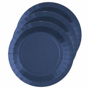 30x Stuks feest gebaksbordjes kobalt blauw - karton - 17 cm - rond