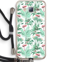 Flamingo bladeren: Samsung Galaxy J3 (2016) Transparant Hoesje met koord