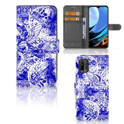 Telefoonhoesje met Naam Xiaomi Redmi 9T | Poco M3 Angel Skull Blauw