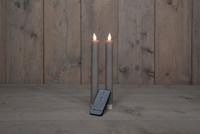 2PCS TAUPE RUSTIEK WAX DINER KAARS 23CM BEW. VLAM MET AFSTANDS BEDIENING 2XAA - Annas collection