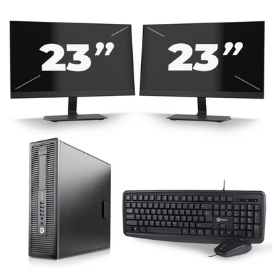 HP ProDesk 600 G1 SFF - Intel Core i3-4e Generatie - 8GB RAM - 256GB SSD - Windows 10 + 2x 23 inch Monitor