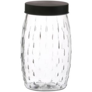 Urban Living Voorraadpot/bewaarpot Mora - 2L - glas - zwart - D13 x H22 cm - Voorraadpot