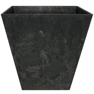 Bloempot/plantenpot vierkant van gerecycled kunststof zwart D15 en H15 cm