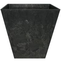 Bloempot/plantenpot vierkant van gerecycled kunststof zwart D15 en H15 cm