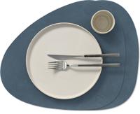 LIND DNA Placemats Nupo - Leer - Dark Blue - Curved - 44 x 37 cm - 2 Stuks