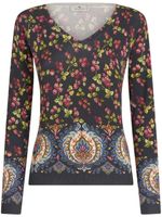 ETRO floral-print knitted top - Bleu - thumbnail