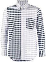 Thom Browne panelled gingham cotton shirt - Gris