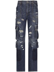 Dolce & Gabbana jean droit à fini usé - Bleu