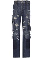 Dolce & Gabbana jean droit à fini usé - Bleu