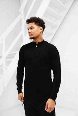 Pure Path Essential Knitwear Halfzip Sweater Heren Zwart - Maat XL - Kleur: Zwart | Soccerfanshop