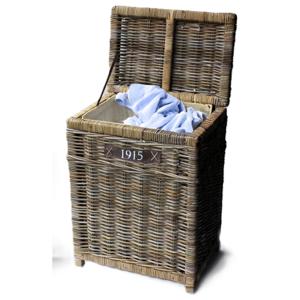 Wasmand met deksel - rotan - handgevlochten - 50 x 35 x 66 cm - riet - wasgoed mand