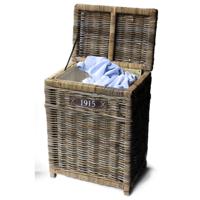 Wasmand met deksel - rotan - handgevlochten - 50 x 35 x 66 cm - riet - wasgoed mand