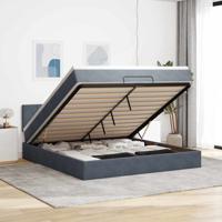Ottoman bed met matras en LED's 160x200cm fluweel donkergrijs