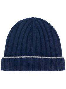 Brunello Cucinelli bonnet nervuré en cachemire - Bleu