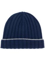 Brunello Cucinelli bonnet nervuré en cachemire - Bleu