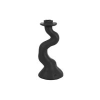 present time - Candleholder Organic Swirl medium polyresin black - thumbnail