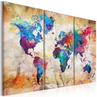 Schilderij - Wereldkaart , Stedelijke Stijl , 3 luik