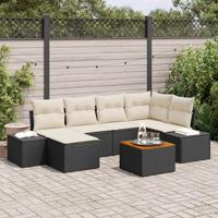 Tuinbankenset met kussen 7 pcs Zwart poly rattan
