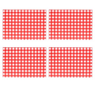 Bellatio Design Tafel Placemats - 4x - Bistro print - rood/wit geblokt - 43 x 28 cm - pvc Bellatio Design Tafel Placemats - 4x - Bistro print - rood/wit geblokt - 43 x 28 cm - pvc