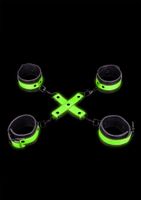 Hand & Ankle Cuffs with Hogtie - GitD - Neon Green/Black - thumbnail