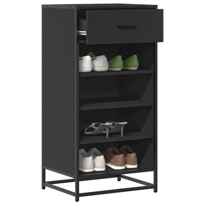 VidaXL Schoenenrek 48x38x97,5 cm bewerkt hout zwart