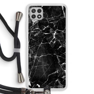 Zwart Marmer 2: Samsung Galaxy A22 4G Transparant Hoesje met koord