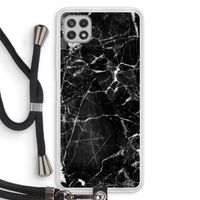 Zwart Marmer 2: Samsung Galaxy A22 4G Transparant Hoesje met koord
