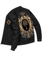 Bon&Bon Men's Streetwear Jacket - Red Buddha Tree Print Zipper Hoodie Black / XXXL