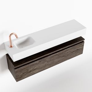 Toiletmeubel Mondiaz Andor | 120 cm | Meubelkleur Dark brown | Lex vrijhangend wastafel Talc Links | 1 kraangat