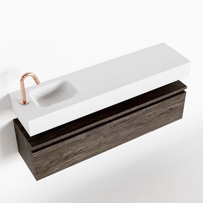 Toiletmeubel Mondiaz Andor | 120 cm | Meubelkleur Dark brown | Lex vrijhangend wastafel Talc Links | 1 kraangat