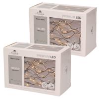 2x kerstverlichting - 180 led lampjes - warm wit - 18 m - kerstlampjes - lichtsnoer