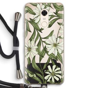 Wit bloemenpatroon: Xiaomi Redmi 5 Transparant Hoesje met koord