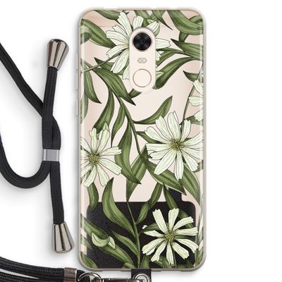 Wit bloemenpatroon: Xiaomi Redmi 5 Transparant Hoesje met koord